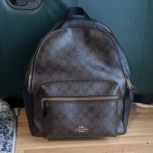 Coach Brown Signature Leather and Coated Canvas Backpack